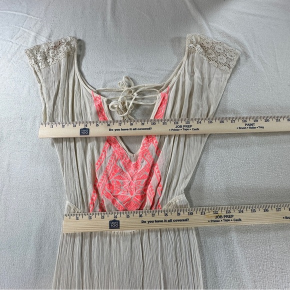 Flying Tomato Cream and Neon Boho Maxi Dress Sz S - Picture 10 of 12
